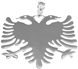 925 Sterling Silber Anhänger Albanische Adler Doppelkopf Albania Albanien Flagge/Unisex / 20797