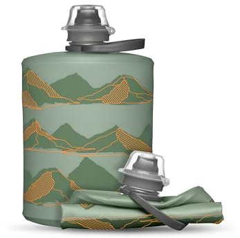 HydraPak Stow (500ml, 17oz) - Zusammenklappbare Wasserflasche - Ultraleichte & verpackbare Reiseflasche, flexible Ski-, Wander-, Fahrrad- oder Kletterflasche -, Grun Berg Design