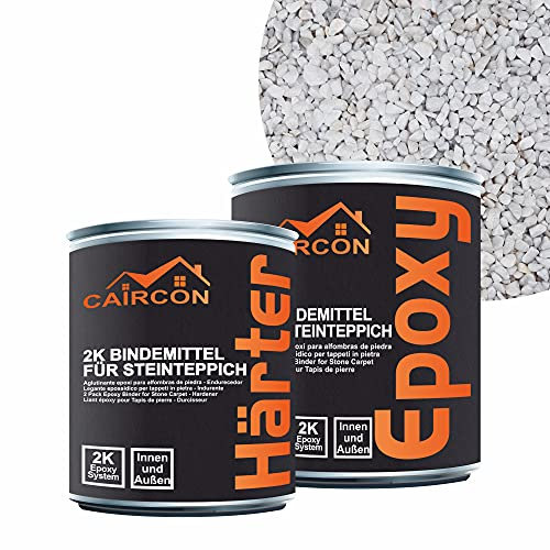 Steinteppich Set Epoxidharz Bindemittel Marmorkies 25Kg Weiß - Bianco Carrara 1-4mm