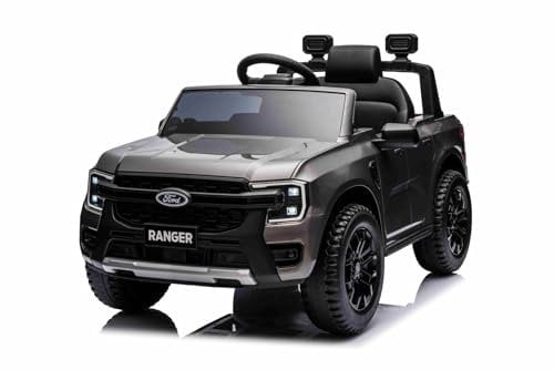 Elektro Kinderauto F.O.R.D. Ranger 12V, grau, Ledersitz, 2,4-GHz-Fernbedienung, Bluetooth-/USB-Eingang, Federung, 12-V-Batterie, Kunststoffräder, 2 x 30-W-Motoren, ORIGINAL-Lizenz