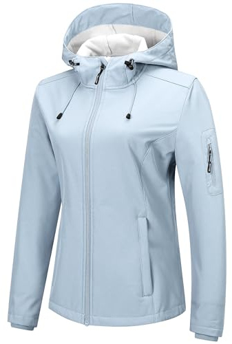Outdoor Ventures Veste softshell imperméable et respirante pour femme - Veste demi-saison coupe-vent - Veste fonctionnelle avec capuche