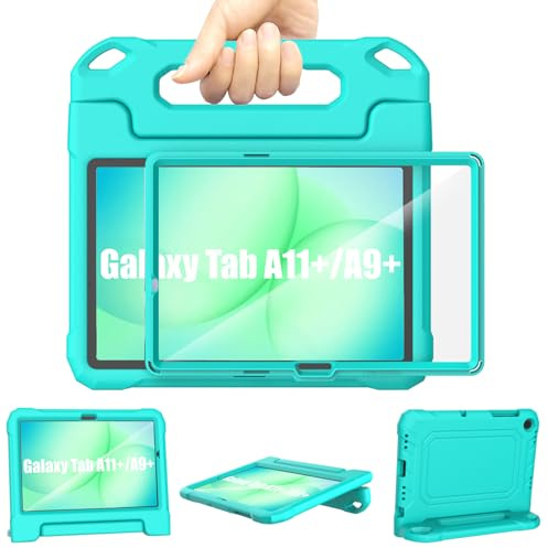 Cover Tablet Samsung Galaxy Tab A9 Plus Bambini 11 Pollici 2023 (SM-X210/X216/X218), TrendGate Cover Galaxy Tab A9+ Leggera Antiurto con Schermo Integrato e Supporto per Maniglia - Turchese