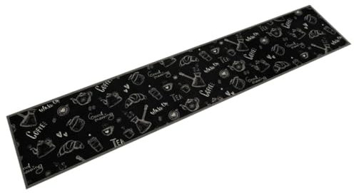 vidaXL Küchenteppich, Küchenläufer rutschfest Waschbar, Teppichläufer für Innen Außen, Teppich Läufer Küchenmatte, Morgen Schwarz 60x300cm Samt