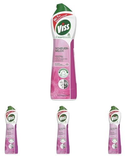 Viss Scheuermilch Frühlingsblüten effektives Reinigungsmittel mit 100% natürlichen Reinigungspartikeln 500 ml 1 Stück (Packung mit 4)