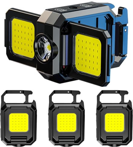 MVIOCS 3-Pack Schlüsselanhänger Taschenlampe, helle 500 Lumen COB Mini wiederaufladbare LED Taschenlampen, wasserdichte Schlüsselanhänger Arbeitslicht für den täglichen Transport, im Freien, Notfall