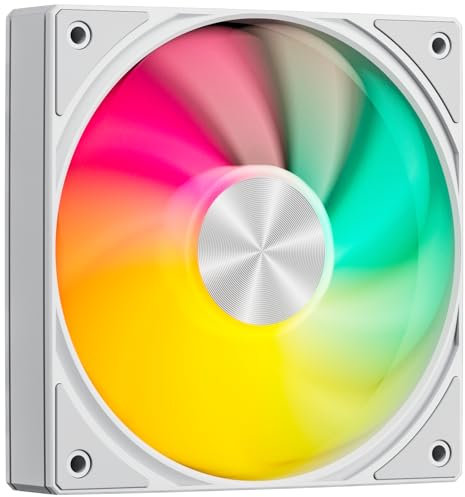 upHere gaming U3TC1 ARGB PC Fan, Low Noise 5V-3Pin ARGB 4-Pin PWM 120mm Case Fan, High Performance Cooling 1650 RPM Hydraulic Bearing Computer Fan, 25dB(A) Quiet Fan for PC Case CPU Cooling - White