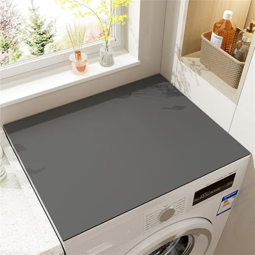 Odot Washer and Dryer Top Mat Cover, Washer Dryer Top Protector Mat Washing Machine Cover Dust-Proof Cover Non-slip Rubber Protection Mat for Laundry Room Kitchen Solid Color (Dark Gray,60x60cm)