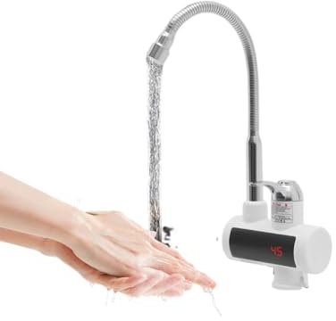 360° Elektrischer Wasserhahn 3000W LED Durchlauferhitzer Edelstahl Küchenamatur Armatur mit Sofortiger Warmwasserbereiter