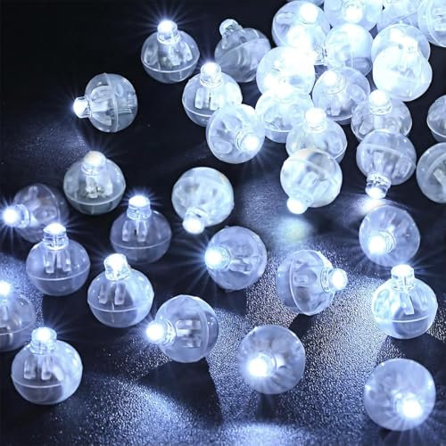 GoldRock LED Ballons Lichter,100 Stk Mini Led Licht,Leuchtende Luftballons,Led Luftballons Leuchtend,Ballonlichter Weiß,Led Luftballon für Geburtstag Hochzeit Halloween Weihnachten Karneval Party Deko