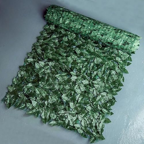 Takezuaa Artificial Ivy Privacy Fence Screen,0.5x1M Trellis With Artificial Leaves,Expandable Artificial Hedges Fence & Faux Ivy,Garden Privacy Screening Wall Panel Vine Leaf Decoration,Dark Green