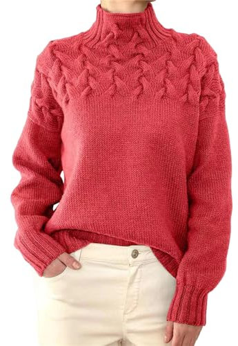 TEPTDirio Women's High Neck & Fisherman Sweaters - UK Plus Size Jumpers - Ribbed Polo Neck - Italian Ladies - Wooly Jumpers