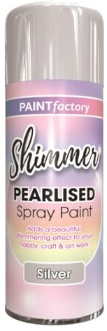 PF Pearlised Silver Paint 400ML - Beautiful Shimmering Effect | Superior Coverage & Adhesion | Paint Factory Speciality Coating Spray Paint | Ideal for Cardboard, Metal, Wood & Plastics