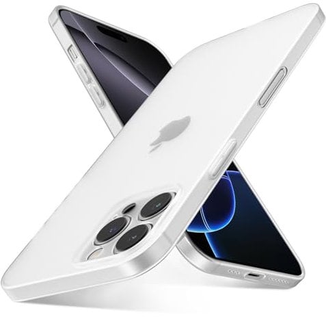 QLTYPRI Ultra Thin Case for iPhone 16 Pro Max with Full Coverage Camera Protection, Translucent Matte Slim Lightweight Soft Silicone TPU Bumper Shockproof Phone Case Cover for iPhone 16 Pro Max– White