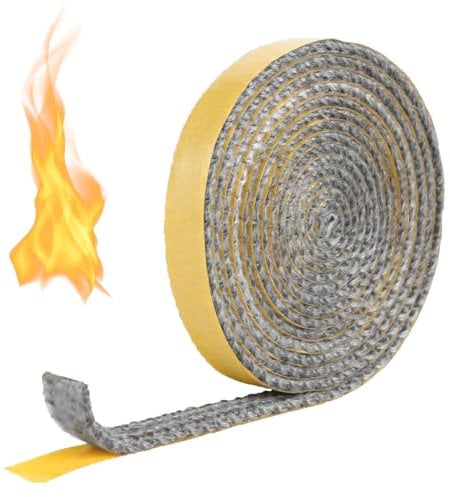 Joint de Cheminée Autocollant, 3 mm x 1 cm x 3 m Pour plaque vitrocéramique, Bande de raccordement de cheminée autocollante, Joint plat pour poêle à bois Résistant à la chaleur jusqu'à 550 °C