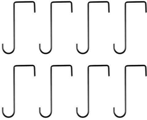 sourcing map 8 Pcs Vinyl Fence Hooks, 2.4 x 6 Inch Powder Coated Fence Hangers Patio Hooks Fence Hangers for Hanging Outdoor Lights Plants Bird Feeders, Black