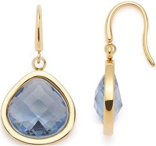 JEWELS BY LEONARDO Ohrhänger Juvinga, 1 Paar Ohrringe aus goldfarbenem Edelstahl, blauer Glasstein in abgerundeter Dreiecksform, Schmuck Damen Geschenk, 024426