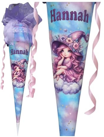 Personalisierte Schultüte Fee – 70 cm – mit Name – Papprohling & Stoff – Zuckertüte Pastell – Einschulung Geschenk Mädchen