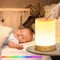 Lampara de Mesita de Noche Tactil Regulable, 256 RGB Colores, USB Recargable, Temporizador, Luz Nocturna para Bebe y Niños, Regalo Ideal para Dormitorio