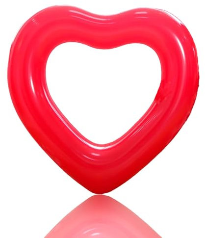 Rot Herz Schwimmring Schwimmreifen Aufblasbar Ring 90cm für Kinder Erwachsene,Dicke PVC Durchsichtig Pool Ring Aufblasbar Schwimmen Ring für Frauen Mädchen Schwimmbad Wasser Spielzeug Party Zubehö