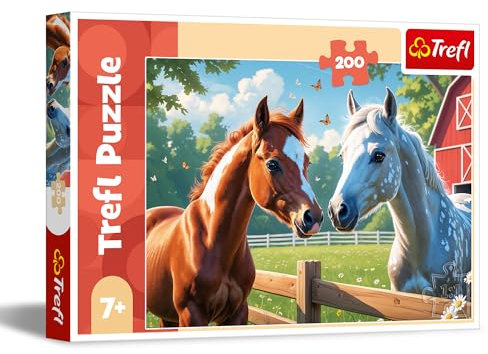 Trefl - Pferde auf der Lichtung - Puzzle 200 Teile - Buntes Puzzle mit Tieren, für Kinder ab 7 Jahren