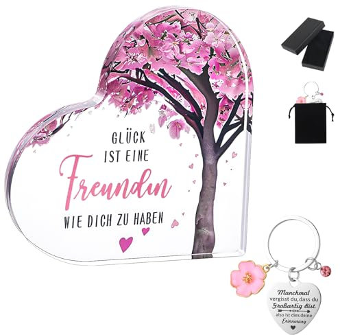 Vyuwast Geschenke für Beste Freundin,Freundin Geburtstag Herzförmige Acryl-Heimdekoration Geschenke Inspirierende Geburtstag für Freundin Weihnachtsgeschenke