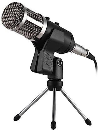 SUPVOX Microfono Professionale Condensatore con Reverberazione e per Broadcast Registrazioni e Voce Fuori Campo Nero