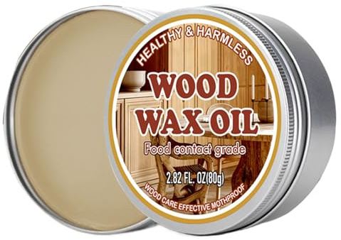 Cutting Board Wax, Wooden Chopping Board Wax, Long-Lasting Natural Beeswax and Oil Formula, Restores and Protects Wood Surfaces, Ideal for Dining Room and Kitchen Use, 80g Jar
