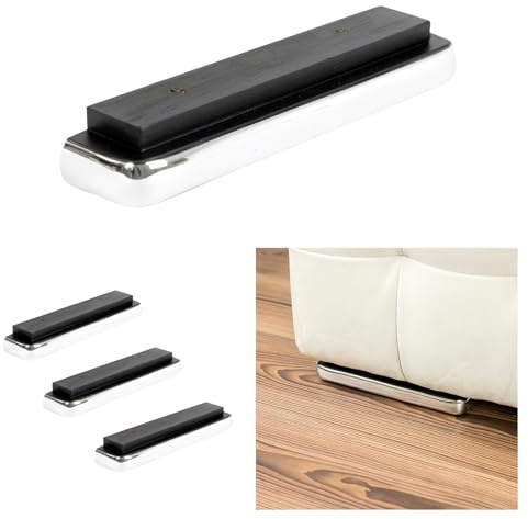 P17 - R3 S435 GERADE | 4er-Set Holzfüße | Farbe Wenge | Höhe 4 cm | Länge 18 cm | Holzbeine für Sofas und Möbel |