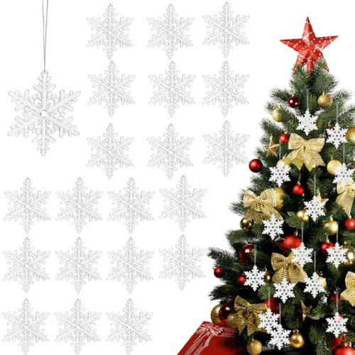 OIXEYA 20 Stück Schneeflocken Weihnachten Deko, Weihnachtsbaumschmuck, Weihnachtsdeko Fensterdeko, für Weihnachtsbäumen und Fenster