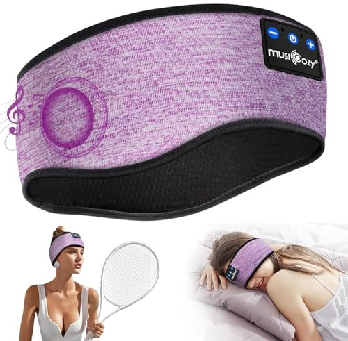 MUSICOZY Bluetooth Sleep Headphones, Wireless Headband Headphones for Sleeping & Side Sleepers, Comfortable Music Headphones with Microphone & 16Hrs Playing, Gifts for Travel,Relaxtion,Nap,Sport