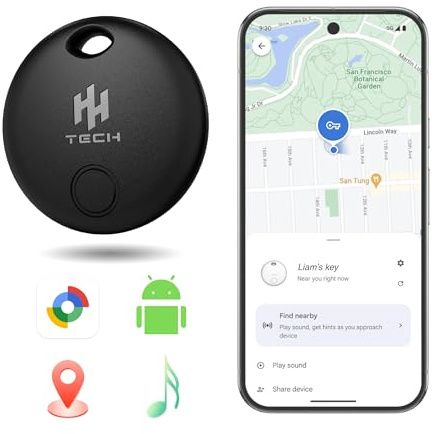 HH-Tech Android Tag Works with Google Find Hub, Smart Tag Tracker, Item Finder, Easily Track Your Keys, Wallet, Bag, Suitcase, and More (Pack-1 Android only)