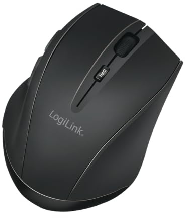 Logilink Maus kabellos BT 5.0 ergonomisches Design 5 Tasten Mouse schwarz einstellbare Empfindlichkeit DPI 800/1200/1600