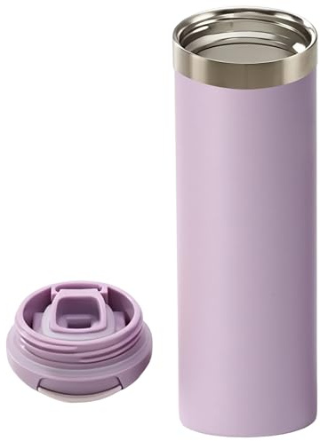 YiZhou Insulated Travel Mug, Thermal Coffee Mug, 304 Stainless Steel Thermal Cup, Safety Flip-Lid Tumbler, Vacuum Insulation Leakproof Design for Camping & Outdoor Use, 500ml (Purple)