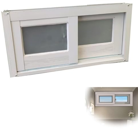 ZIUSFAC Ventana Corredera para Sótano Ventana De Repuesto Horizontal 50 55 60 65 70 75 80 85cm Ventana De Sótano para Restaurante Tienda(White,(WxH) 60x30cm/24x12)