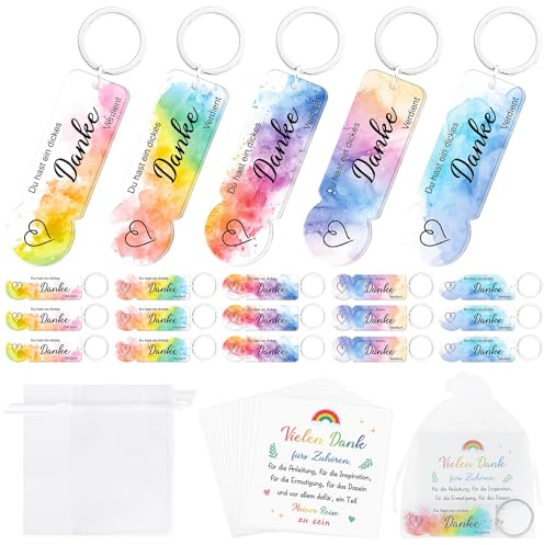 Epaing 20 Stück Acryl Einkaufswagenchip Schlüsselanhänger Set, Du hast ein dickes Danke Verdient Einkaufschip, Danke Geschenk Klein Abschiedsgeschenk Erzieher Lehrer Kollegen Gastgeschenke Mitbringsel