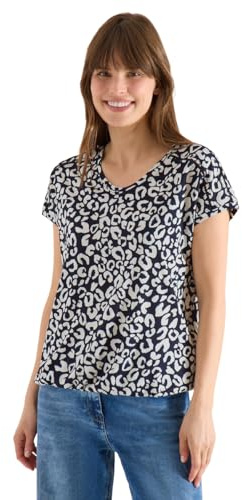 Damen Shirt mit Spitzendetail und Leo-Print
