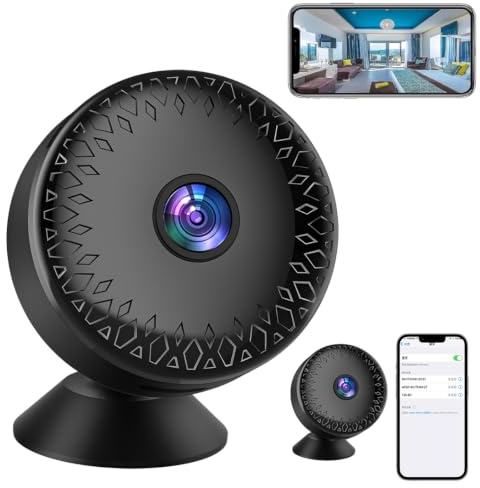 LAKPYN Mini Telecamera WiFi Interno, Videocamera Sorveglianza, Visione Notturna, Rilevamento di Movimento, Controllo Remoto Con App