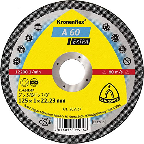 Klingspor A 24 R 13754 Cutting Wheel 100 x 2.5 x 16 mm 125 x 1 x 22,23 mm gerade 1 Stück
