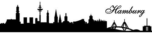 Samunshi® Wandtattoo Hamburg Skyline 30x6cm schwarz