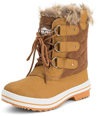 Polar Damen Mid Gepolstert Thermal Dauerhaft Gummisohle Wasserdicht Winter Schnee Kunstpelz Stiefels