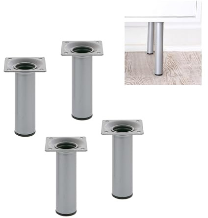 Amig Möbelfuss Tischbein Sofafuss Rund ø 30mm Höhe 500mm Schwarz Weiß oder Silber (Silber)
