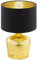 EGLO Tischlampe Manalba, Tischleuchte, Nachttischlampe aus Metall und Stoff, Wohnzimmerlampe in Gold, Schwarz, Lampe mit Schalter, E27 Fassung