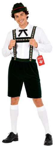 Morph Lederhosen Kostüm Herren, Bayerisches Halloween Kostüm | Hemd, Lederhose & Hut, Bayerischer Trachten-Look, Zum Überziehen, Perfekt für Halloween, Ideal zum Verkleiden