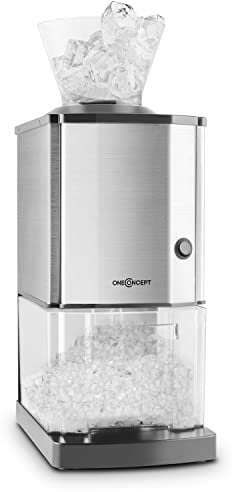 Oneconcept Crushed Ice Maschine, Schneller Crushed Ice Maker mit Auffangschale, Eiscrusher Elektrisch mit 3,5L Fassungsvermögen, Tragbare Eiscrusher Maschine, Crushed Ice-Maschinen für 15kg/h
