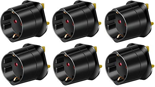 Brennenstuhl Reisestecker/Reiseadapter (Reise-Steckdosenadapter für: England Steckdose und Euro Stecker) Farbe: schwarz (6x, schwarz)