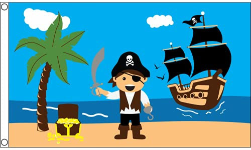 AZ FLAG - Flagge Pirat Schatz-Strand - 150x90 cm - Piraten Fahne 100% Polyester mit Messing-Ösen - 110g