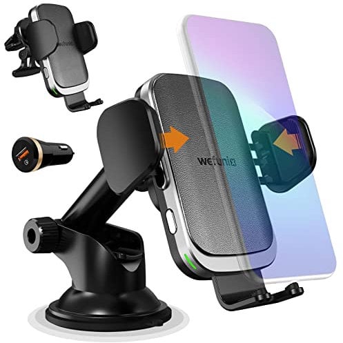 Wefunix 15W Handyhalterung Auto mit Ladefunktion, Automatische Klemmung Fast Wireless Charger Auto Qi Ladestation KFZ Kompatibel Mit iPhone 16 15 14 13 12 11 XS Samsung S25 S24 S23 S22 S21 Note Huawei