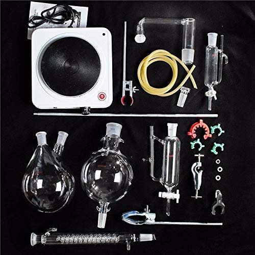 500ml Chemie Labor Glaswaren Kit Ätherisches Öl Familie Destillation seinheit lab Glas Kit Wissenschaftliches Experiment Gerät 12pcs Set Mit Heizung