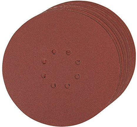Loops 10 PACK – 225mm 120 Grit Round Sanding Sheet Discs – Hole Punched Aluminium Oxide | Hook Backing | Sand Paper for Hand/Orbital Sanders