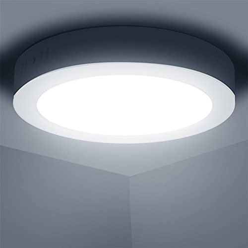 Aigostar LED Deckenlampe 12W Deckenleuchte, 6500K Kaltweiß 1350lm Badezimmer Lampe ideal für Badezimmer Balkon Flur Küche Wohnzimmer Ø17.4cm